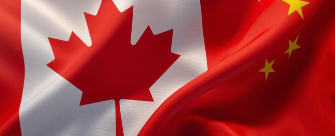 Canada and China flags representing new trade and investment agreement